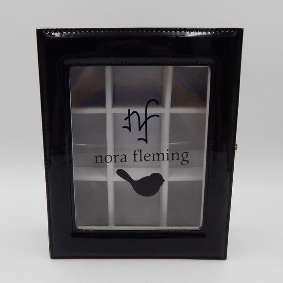 Nora Fleming Mini Charms M4 Display Storage Case Box Black Vinyl Black Bird Logo - Picture 1 of 8